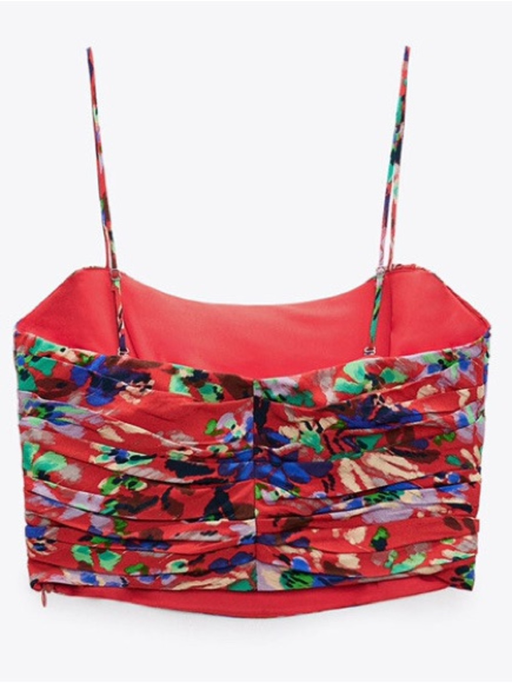 ZARA Floral Ruffle Crop Top - Red Multicolor SIZE M NWT - Picture 2 of 7